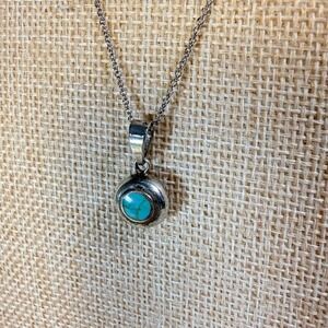 Sterling Silver Turquoise Pendant Necklace, Turquoise Pendant